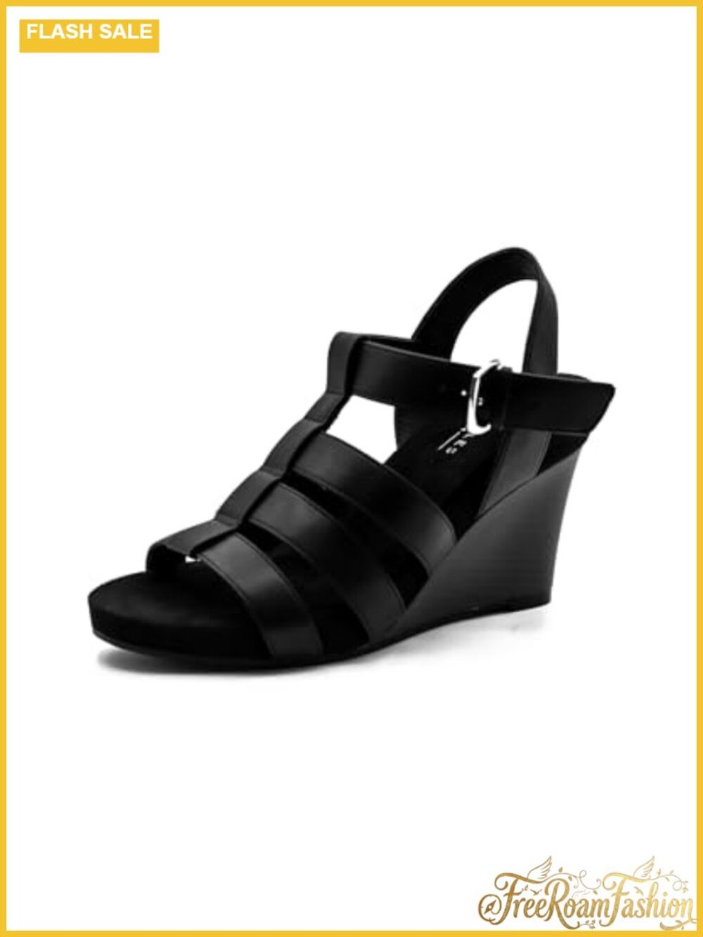 Aerosoles Pippa Faux Leather Wedge Sandal Ankle Strap Buckle Comfort